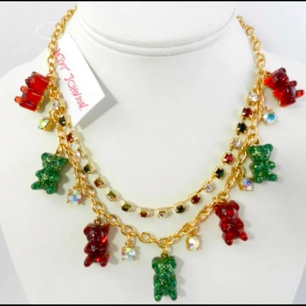 Betsey Johnson Red & Green Gummy Bear Necklace